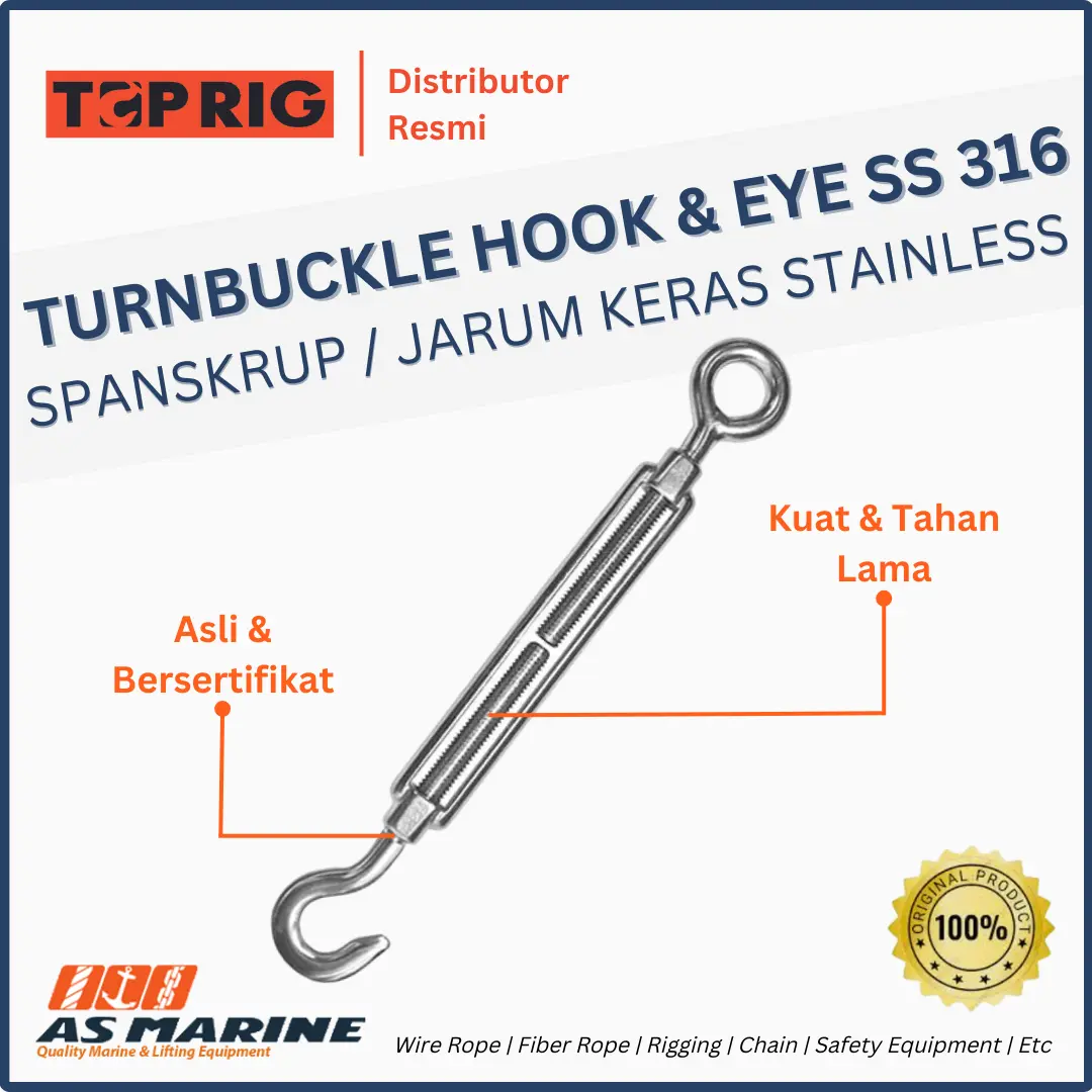 turnbuckle hook eye toprig ss 316